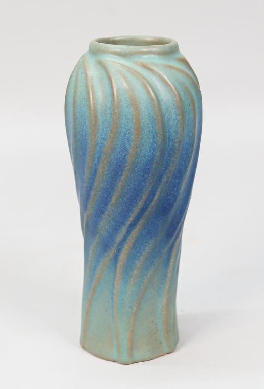 Appraisal: Van Briggle matte blue pottery vase Inscribed on the underside