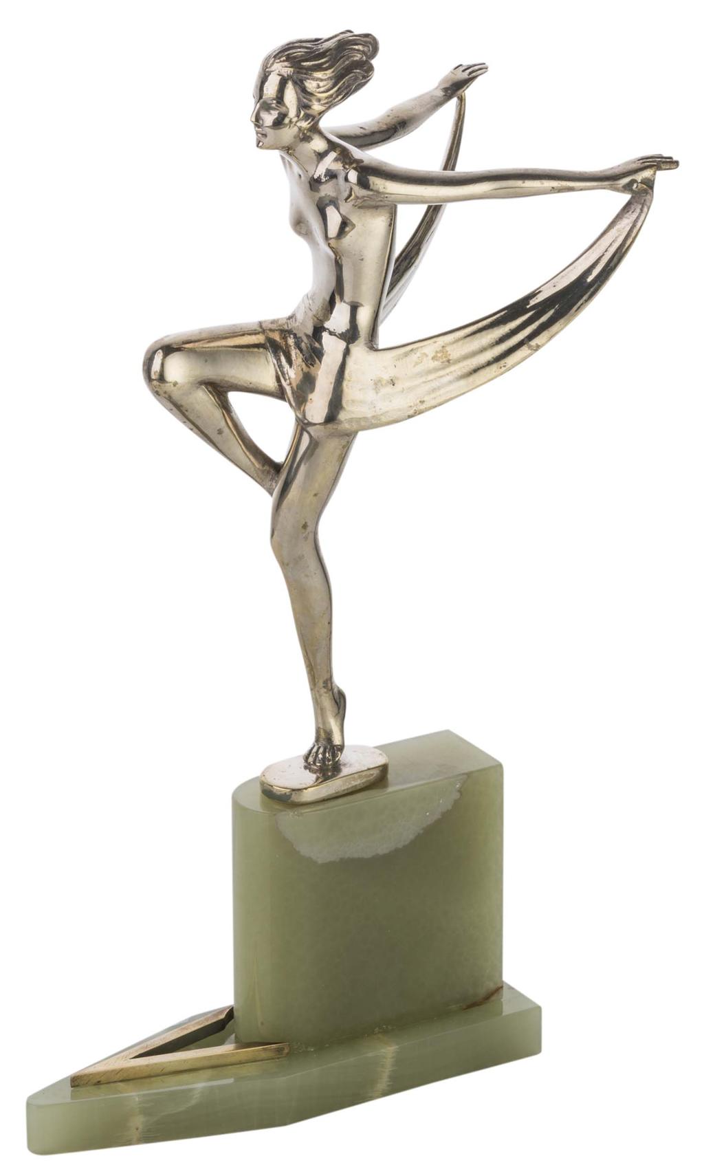 Appraisal: JOSEF LORENZL - SILVERED BRONZE FIGURE S modelled as a