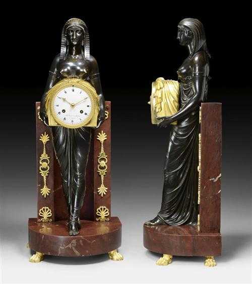 Appraisal: IMPORTANT CLOCK A L'EGYPTIENNE Empire attributed to A A RAVRIO