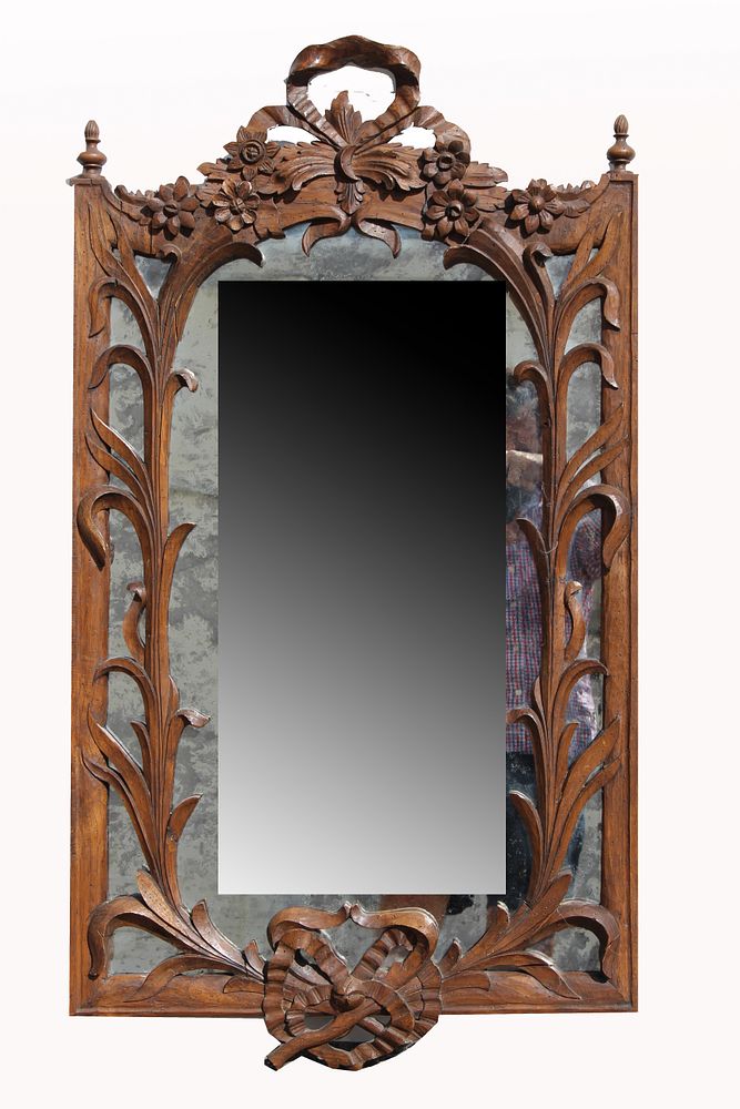 Appraisal: Carved Spanish Wooden Mirror Carved Spanish Wooden Mirror With carved