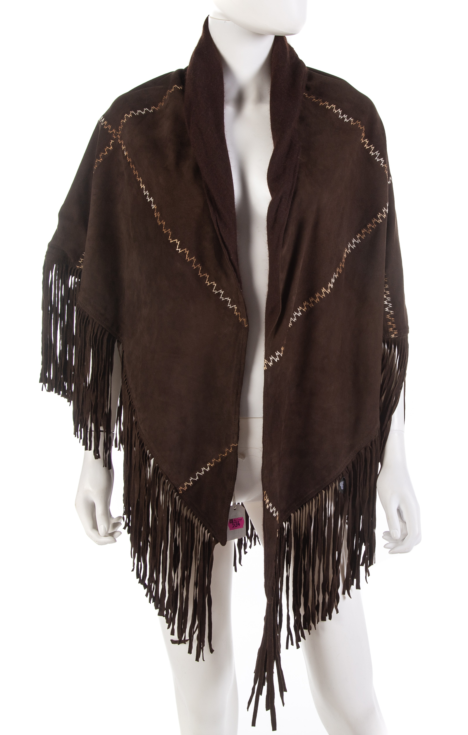 Appraisal: BERETTA BROWN SUEDE AND CASHMERE SHAWL handmade in Nepal