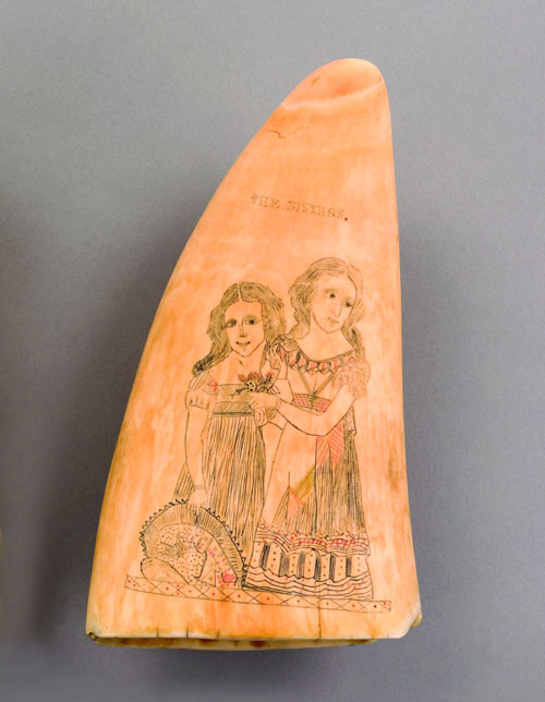 Appraisal: Scrimshaw whale tooth mid th c decorated on front with