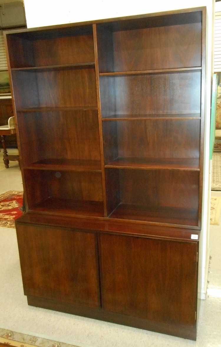 Appraisal: DANISH MODERN ROSEWOOD SHELVING UNIT ON CABINET Gunni Omann design