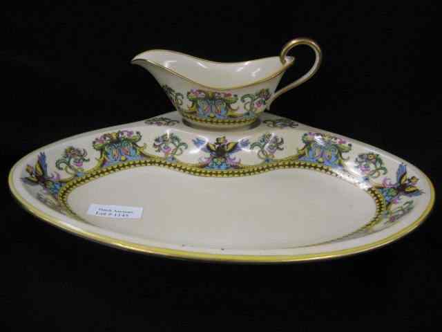 Appraisal: Noritake Porcelain Asparagus Traywith sauce boat deco designs '' x