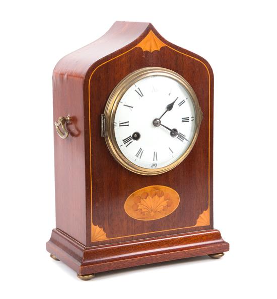 Appraisal: Sale Lot An English Inlaid Mahogany Lancet Clock late th