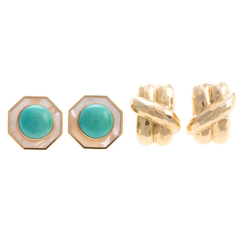 Appraisal: Two Pairs of Ladies Earrings in K K yellow gold