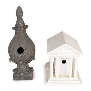 Appraisal: Two Decorative Bird Houses TH CENTURY One a white painted