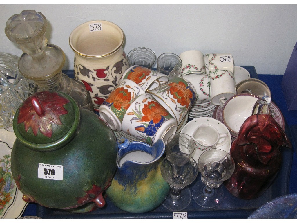 Appraisal: Tray lot of assorted ceramics and glass - Crown Ducal