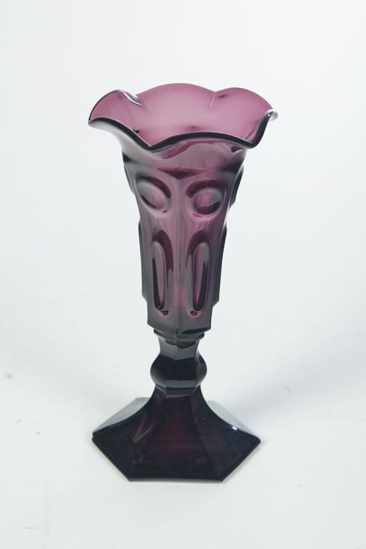 Appraisal: VASE American mid th century pressed glass Amethyst trumpet vase