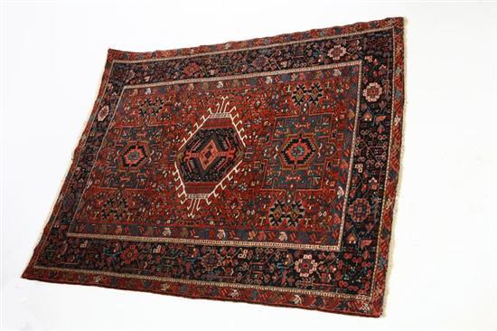 Appraisal: ORIENTAL RUG Iran ca Karaja Dark blue border and a