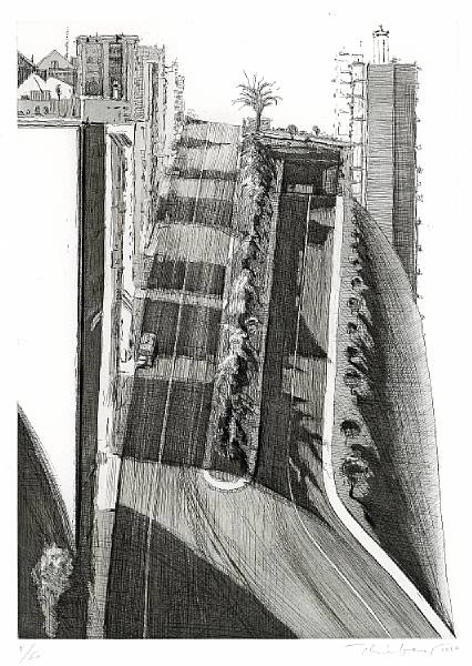 Appraisal: Wayne Thiebaud American born Neighborhood Ridge Hard-ground etching with aquatint