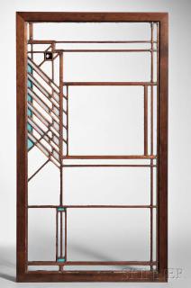 Appraisal: Light Screen Attributed to Frank Lloyd Wright Glass metal wood