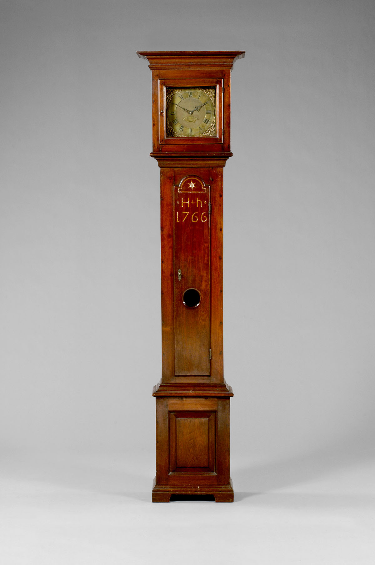 Appraisal: PENNSYLVANIA CHIPPENDALE TALL-CASE CLOCK WITH SULPHUR INLAY THE BRASS DIAL