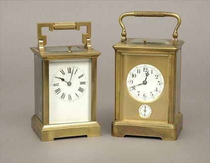 Appraisal: French Gilt-Brass Carriage Clock with Alarm and Gong Strike Marked