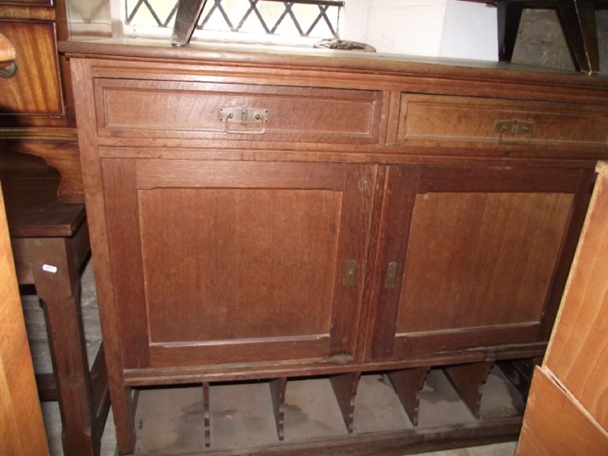 Appraisal: A late th early th century oak side cupboard the