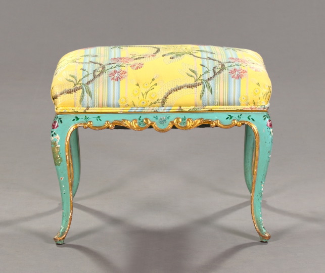 Appraisal: Venetian Rococo-Style Polychromed and Parcel-Gilt Stool early th century the