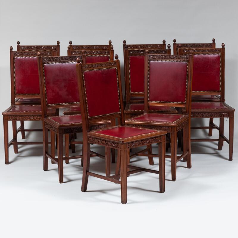 Appraisal: Attributed to Lockwood de Forest Eleven Teak and Oak Dining