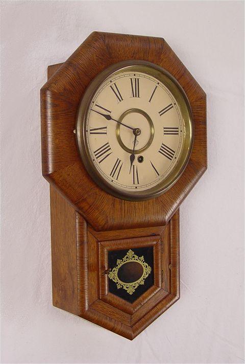 Appraisal: ANSONIA SHORT DROP REGULATOR WALL CLOCK Time only no strike