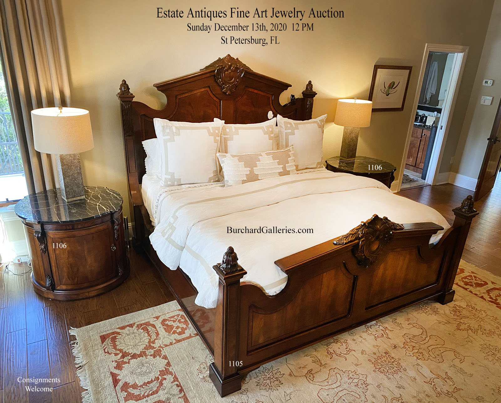 Appraisal: MASSIVE KING SIZE CARVED MAHOGANY BED NATCHEZ COLLECTION BY HENREDON