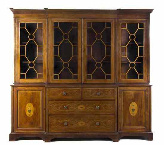 Appraisal: An English Mahogany Breakfront Bookcase Heal Son London early th