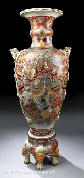 Appraisal: A Monumental Japanese Satsuma-Type Earthenware Vase probably Meiji - of