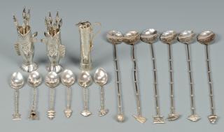 Appraisal: Asian Silver Novelties inc Golf picks Group of Asian figural