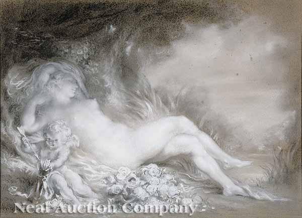 Appraisal: Louis Anquetin French - Reclining Venus with Cupid grisaille pastel