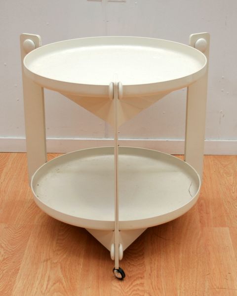 Appraisal: A Joe Colombo white plastic two tier coffee table