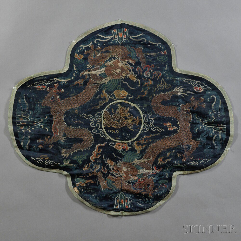 Appraisal: Woven Yoke Fragment China Ming Dynasty the quatrefoil yoke woven