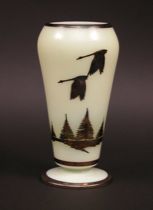 Appraisal: Silver Overlay Vase With Geese Possibly Rockwell a pale green