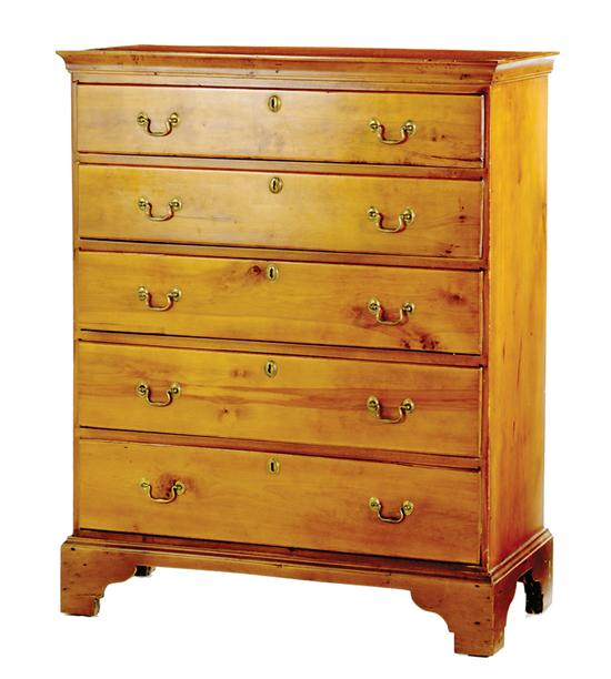 Appraisal: New England Chippendale maple chest of drawers circa through-dovetailed case