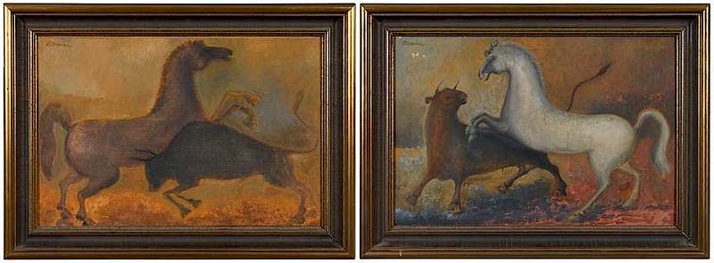 Appraisal: Roberto Donis Mexican - A pair one titled verso Caballo