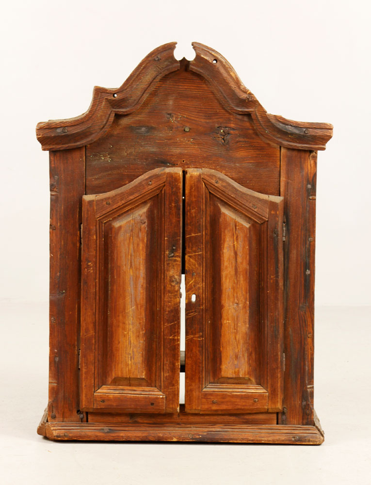 Appraisal: - th C European Wood Wall Cabinet th century European