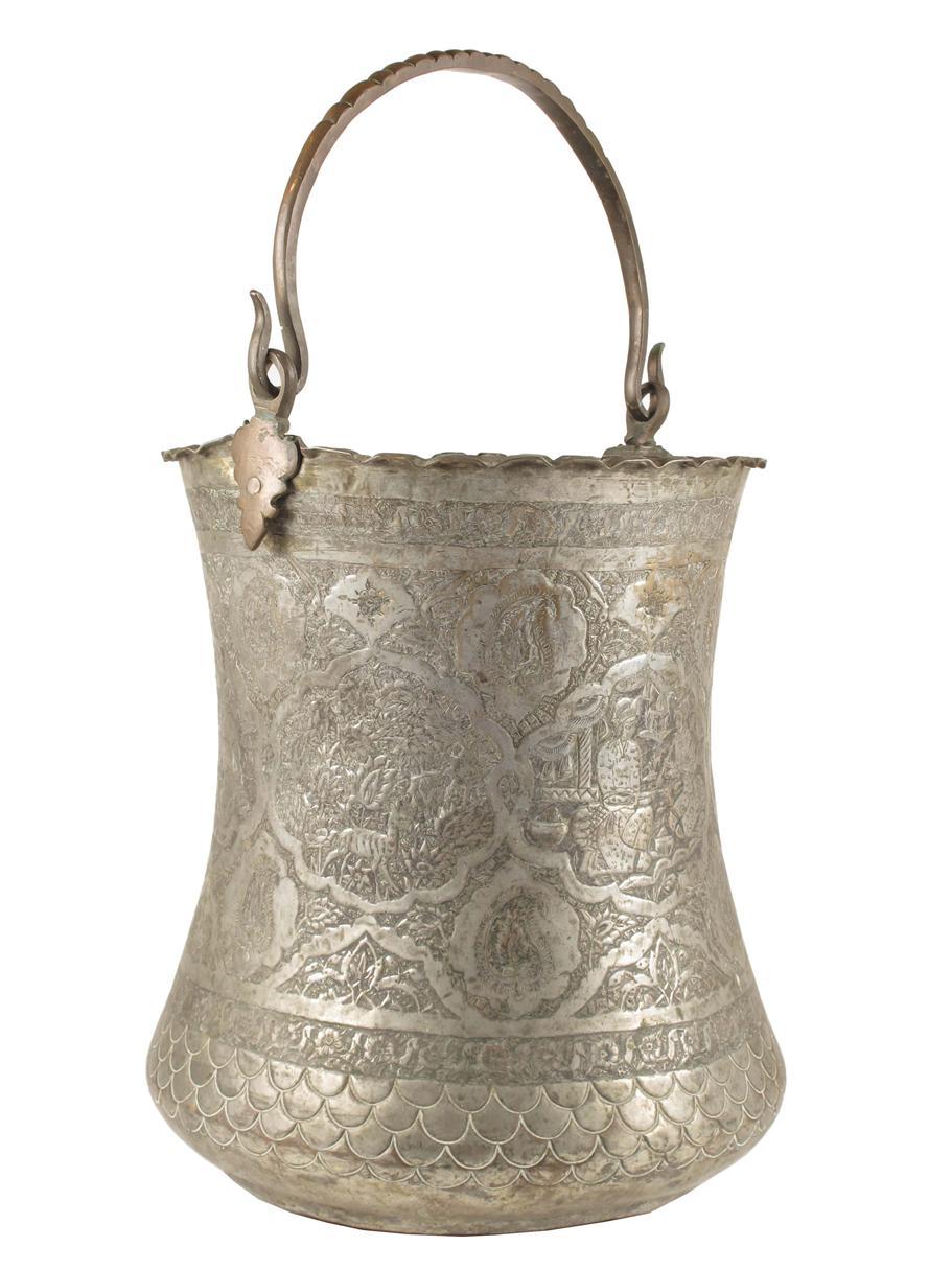 Appraisal: A middle eastern silvered copper large pot