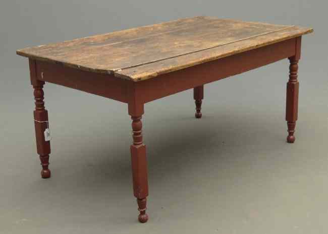 Appraisal: th c primitive square leg farm table Top '' x