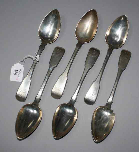 Appraisal: A SET OF SIX GEORGE III SILVER FIDDLE PATTERN TABLESPOONS