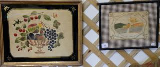 Appraisal: Two framed pieces including Theorem still life of fruit with