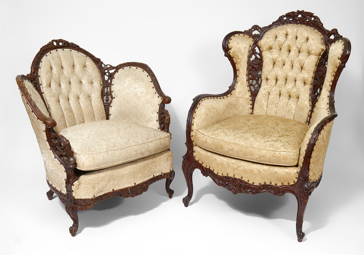 Appraisal: PIECE DEUTSCH BROTHERS CARVED CHAIRS Attrib to Deutsch Brothers to