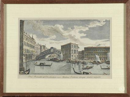 Appraisal: Italian School Venetian Canal Scene Reproduction print matted and framed