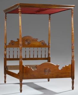 Appraisal: American Late Victorian Carved Walnut Full Tester Double Bed late