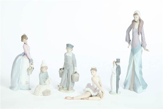 Appraisal: SIX LLADRO FIGURES Boy with lamb h Bride and Groom