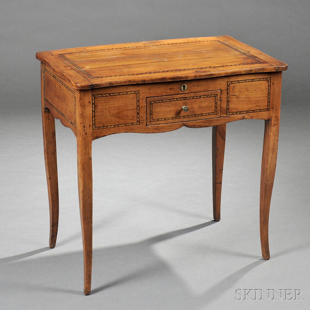 Appraisal: Louis XVI-style Fruitwood Inlaid Vanity Table Poudreuse late th century