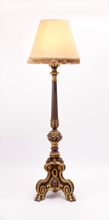 Appraisal: ROCOCO STYLE CONTEMPORARY TORCHIERE FLOOR LAMP Composite floor lamp fluted