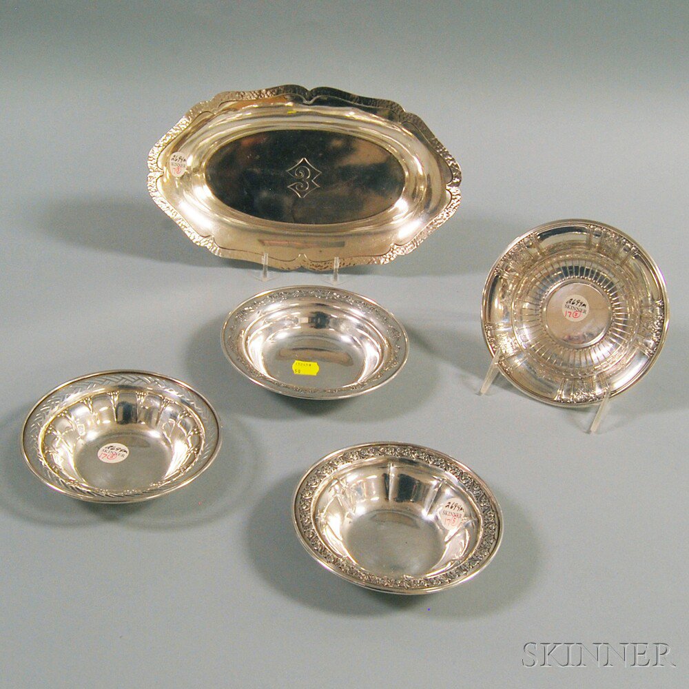 Appraisal: Five Pieces of Sterling Silver Tableware four assorted side bowls