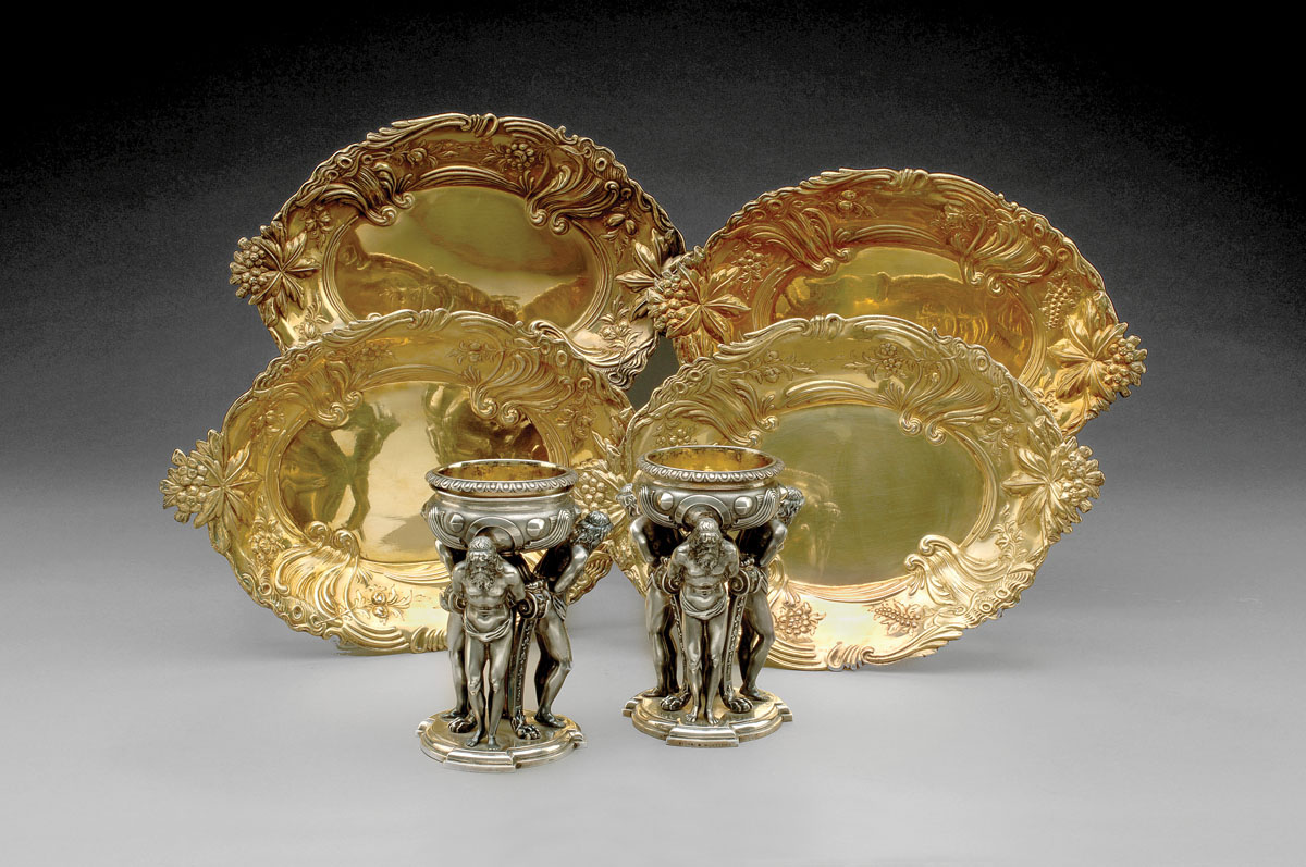 Appraisal: SET OF FOUR GEORGE III SILVER-GILT DISHES JOHN EDWARDS LONDON