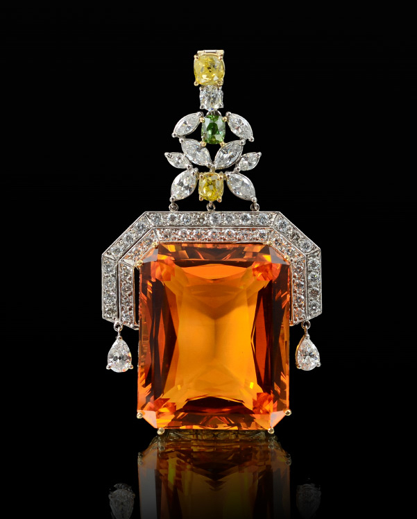 Appraisal: FABULOUS CT MANDARIN CITRINE PENDANT ENHANCER Platinum and K yellow