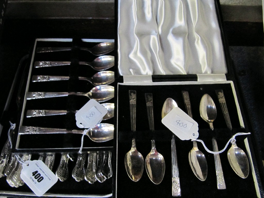 Appraisal: Lot comprising four cased cutlery sets