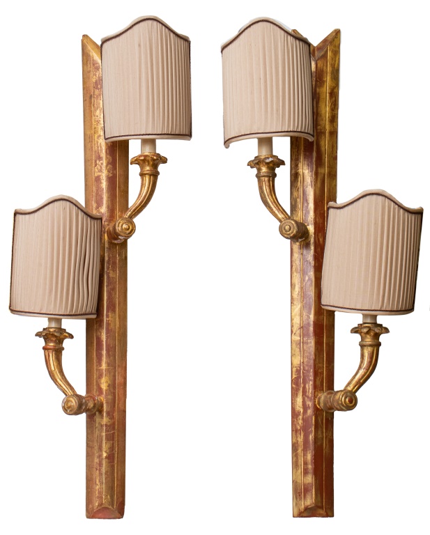 Appraisal: NEOCLASSICAL MANNER GILTWOOD WALL SCONCES PAIR Pair of Neoclassical style