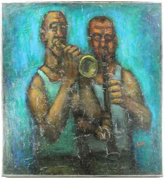 Appraisal: William G Mangum NC b Jazz Artistsoil on board monogrammed