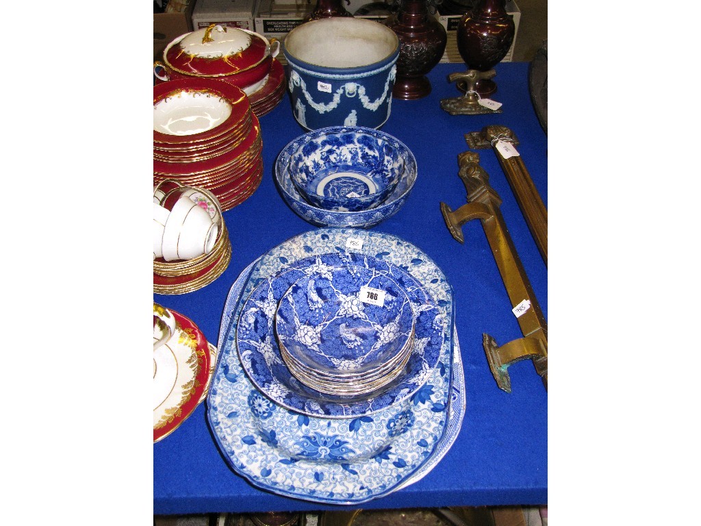 Appraisal: Lot of blue and white including desert set two platters